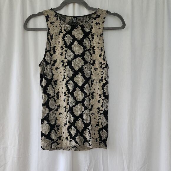 Wolford Velvet mix Y2K Cami Tank slinky knit Top stretch tan black snake size L - Picture 2 of 9